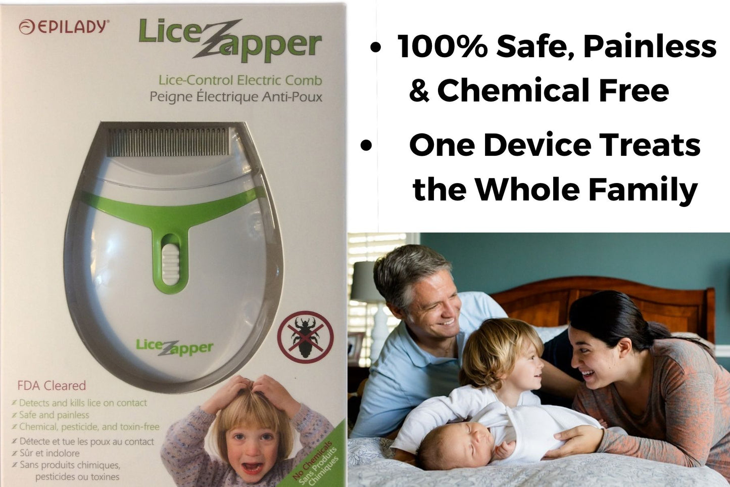 Electronic Head Lice Comb Electric Lice Zapper – Quick, Safe & Easy to Use – Highly Effective – Detects & Kills Head Lice