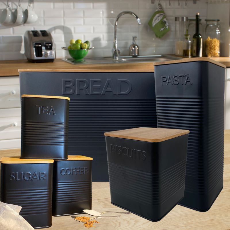 Storage Containers Dark Grey Tea Coffee Sugar Jars Darthome Grey