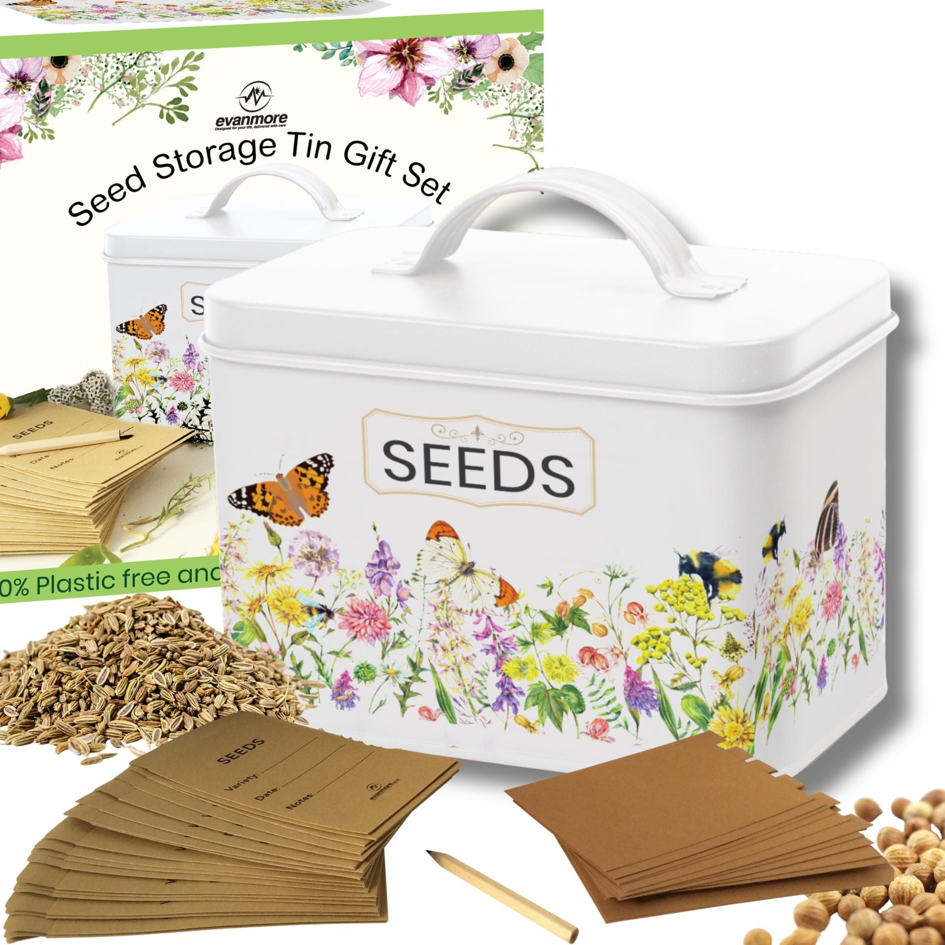 garden seed tin Seed Storage Tin Garden Seeds Packet Organiser Metal Box Container Gif – Evanmore Ltd