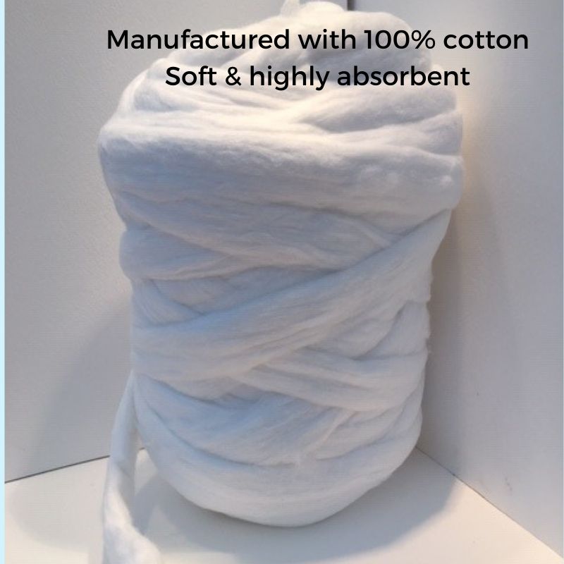 Cotton Neck Wool Roll 1lb (450g) 100% Cotton Highly Absorbent Minimum Linting Professional Salon Use Hairdressing