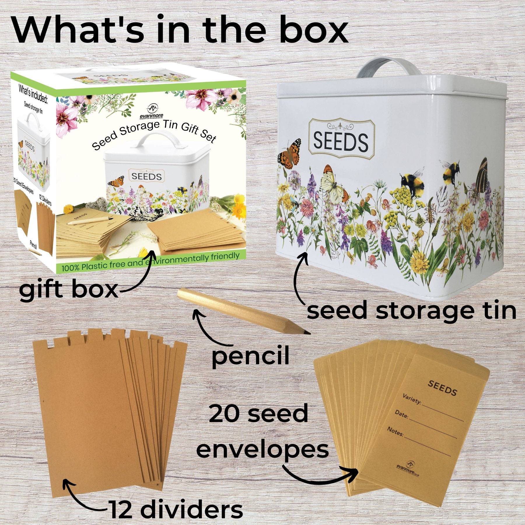 garden seed storage tin Seed Storage Tin Garden Seeds Packet Organiser Metal Box Container Gif – Evanmore Ltd