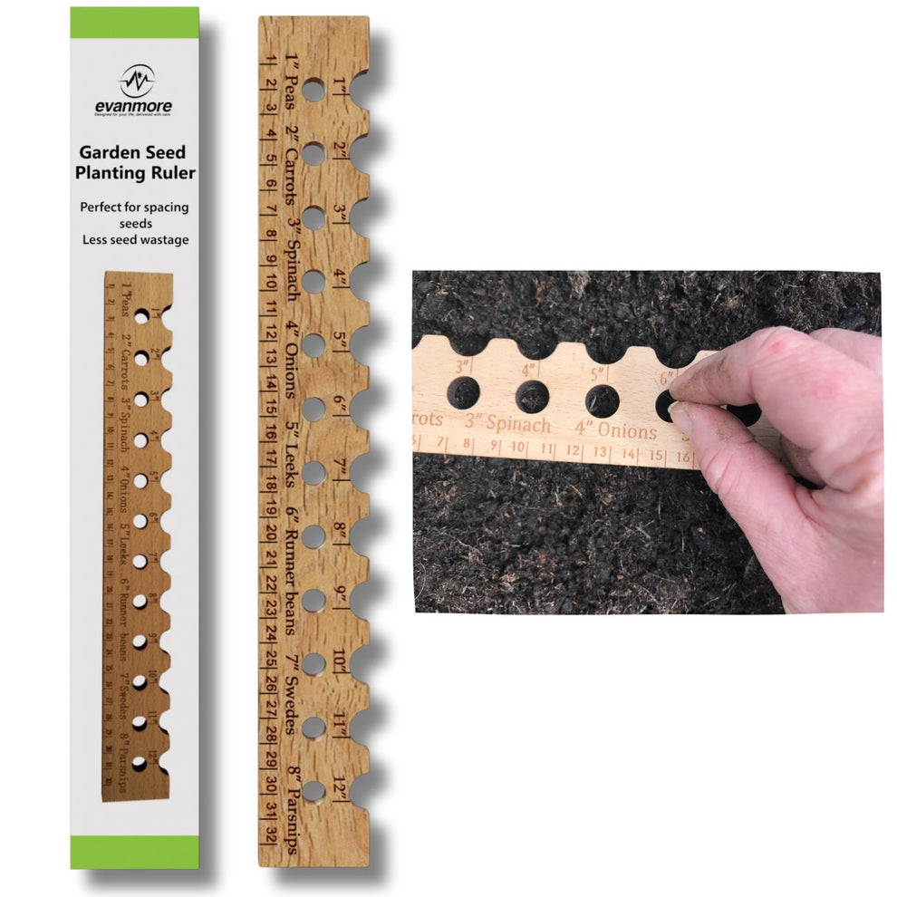 Planting Ruler Wooden Sowing Plant Seed Spacer Garden Gardener Gift Bo ...