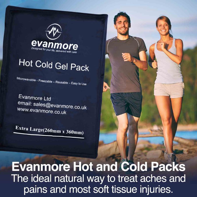 Extra Large Reusable Hot Cold Gel Pack - Evanmore XL Easy to use Flexible Long Lasting, Microwaveable Freezable Back Backache Shoulder Waist Wrap Pain Relief Ice Heat Therapy Compress 26 x 36cm